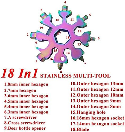3 Pack multitool 18 In 1 snowflake,Stainless Steel MultiTool,Stainless Steel Snowflake Bottle Opener/Flat Phillips Screwdriver Kit/Wrench,Great Christmas gift