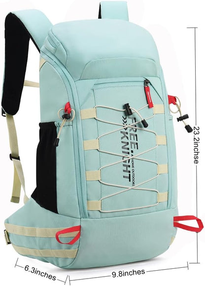 Bseash 40L Waterproof Hiking Camping Backpack with Rain Cover, Outdoor Sport Travel Daypack Rucksack for Skiing Cycling (Milk Green)