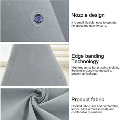 1PC Grey Blue Inflatable Beach Mat Lounge Chair - Flocking Camping Leisure Lounger Back