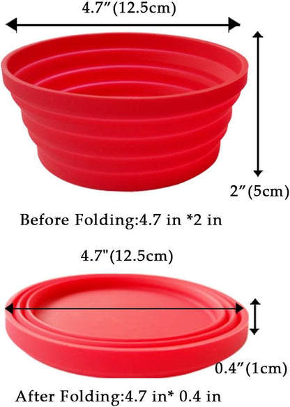 Silicone Expandable Collapsible Bowl for Travel Camping Hiking (Red(S))