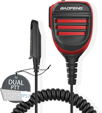 BAOFENG UV-9RPlus Ham Radio Mic SQ26W SQ27K IP57 Waterproof Remote Shoulder Mic Handheld for GMRS Two Way Radio UV-9RPRO UV-9G UV-XR
