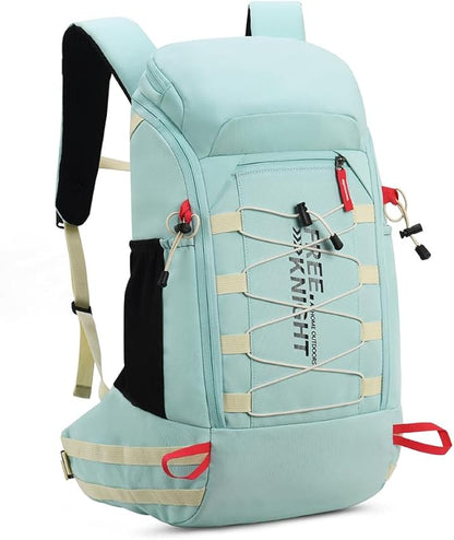 Bseash 40L Waterproof Hiking Camping Backpack with Rain Cover, Outdoor Sport Travel Daypack Rucksack for Skiing Cycling (Milk Green)
