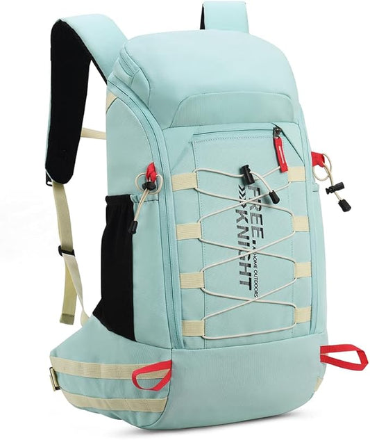 Bseash 40L Waterproof Hiking Camping Backpack with Rain Cover, Outdoor Sport Travel Daypack Rucksack for Skiing Cycling (Milk Green)