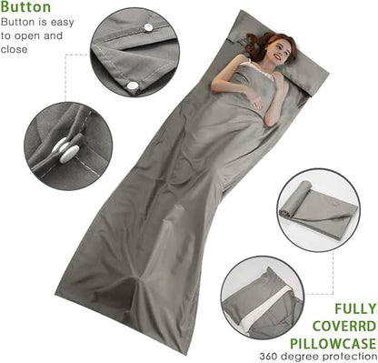 Travel and Camping Sheet Sleeping Bag Liner - Lightweight Compact and Portable Adult Sleeping Bag - Ideal for Traveling,Hostels and Camping
