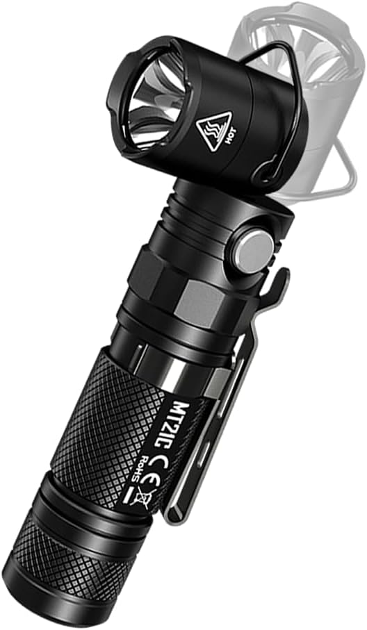 Nitecore MT21C LED Flashlight, 1000 Lumen Right Angle 90 Degree Tiltable Head L-Shape USB Rechargeable with Hard Duty Holster