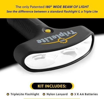 180 Degree LED Flashlight - Super Bright Light – High 600 Lumen, Water Resistant Light for Camping Accessories, Outdoors, Emergency Flashlight- Patented -Black