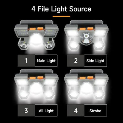 5 Led Rechargeable Flashlight with 18650 Battery, Zoomable Function, Waterproof, Camping Light, Headlamp for Outdoor Sports, Cycling Light, Hiking Light