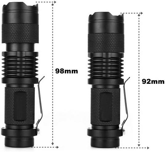 Skysted® (2 Pack A300 Super Mini Bright 300LM Single Mode Zoomable Focus Pocket Flashlight,Powered by 1 x AA or 1 x 14500 Battery(Not Included)