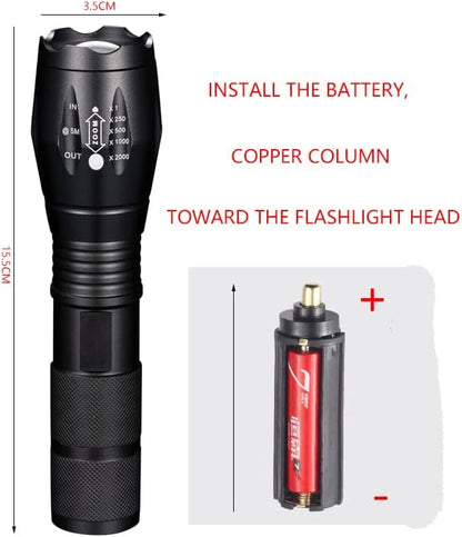 2pack LED high lumes flashlights, 5-Mode Tactical Light high-Brightness Portable Waterproof Zoom Flashlight for Camping, Outdoor, Hiking, Gift Giving, Emergencies and Daily use