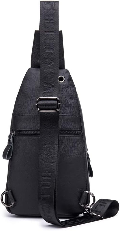 KPYWZER Vintage Leather Sling Bag Bags for Men Women Backpack Shoulder Messenger Crossbody Outdoor Travel Hiking Camping Tactical Chest Pack Daypack Black