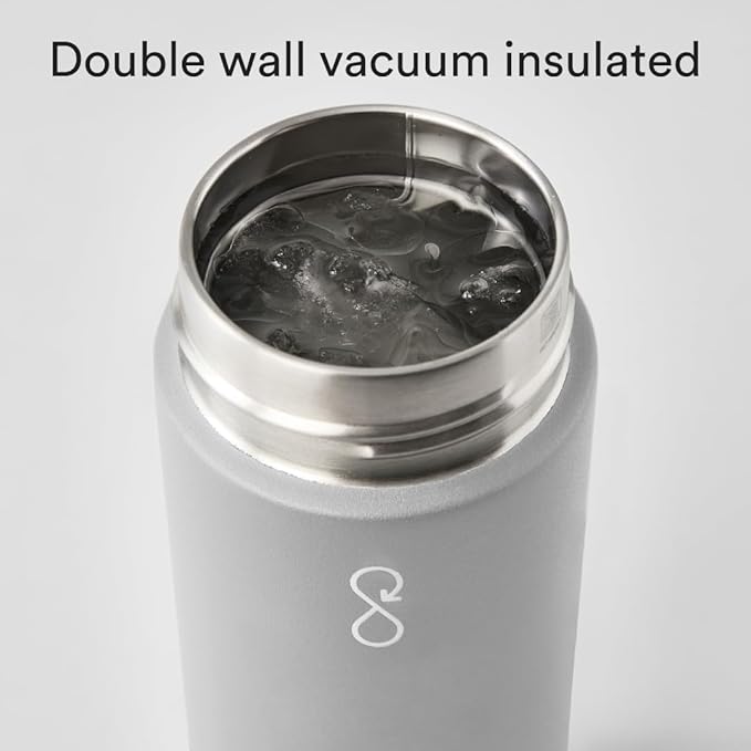 Ocean Bottle - Recycled Stainless Steel Drinks Reusable Water Bottle - Eco-Friendly & Reusable - Rock Grey - 17 oz