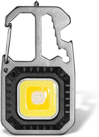 Keychain Flashlight for Camping - Mini Size - Rechargeable Keychain Light Pocket Mate for Keyring, 5 Modes, Multiple Functions (Silver-2)