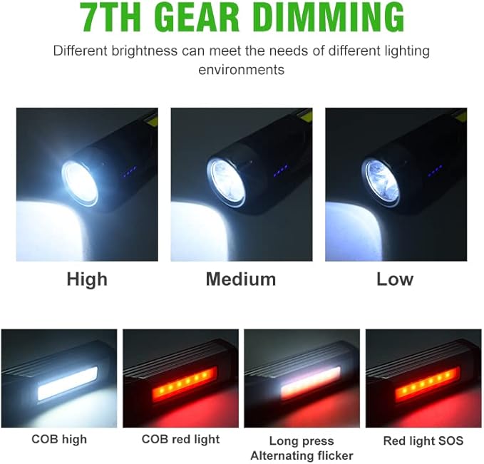 Rechargeable Mag Lights Flashlight Emergency Camping Flashlight 90 Degree, 90 Degree Mini Flashlight Ip65 Waterproof, Clip on Flashlight COB Work Light Outdoor, Hiking.