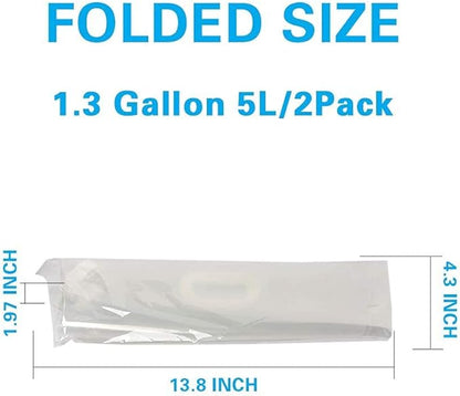 1.3 Gallon Collapsible Water Container Bag, BPA Free Food Grade Clear Plastic Storage Jug for Sport Camping Riding Mountaineer,Freezable,Food Grade (1.3 Gal, 2-pack)
