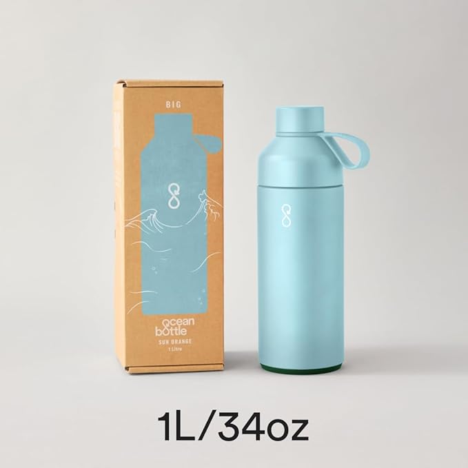 Ocean Bottle - Recycled Stainless Steel Drinks Reusable Water Bottle - Eco-Friendly & Reusable - Sky Blue - 34 oz