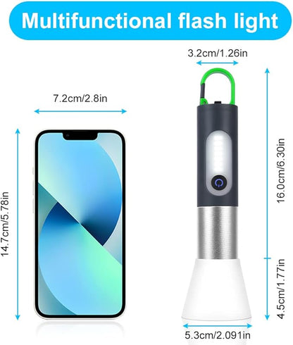 Ainiv Rechargeable LED Flashlight and Camping Lantern Combo, High Lumens 4 Modes Tactical Flashlight, Small LED Flashlight Zoomable, Handy Light with Lamp Shade for Camping, Outdoors