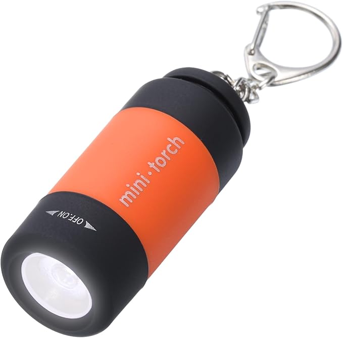 PATIKIL Mini Keychain Flashlight, Pocket LED Flashlight Portable Torch USB Rechargeable for Outdoor Camping Party, Orange