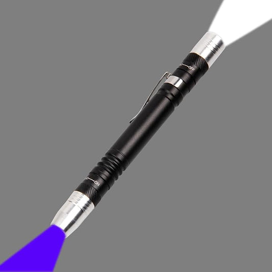 MODOAO LED Flashlight Pen Light, White and purple dual light flashlight for Test，LED Mini Pocket Pen Clip Flashlight work for Camping, Outdoor, Fishing, Emergencies