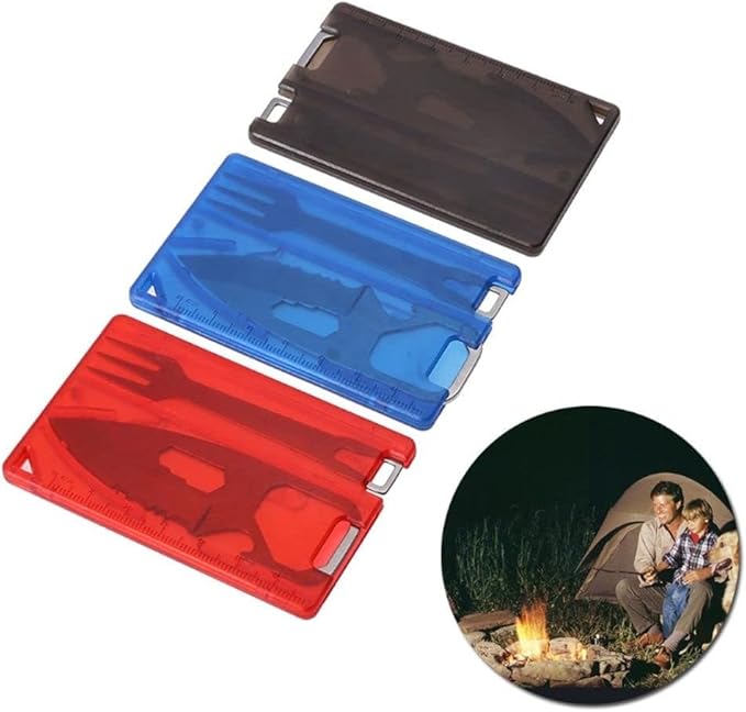 1Pc Transparent Black Outdoor Survival Bottle Opener Card Multi Tool Outdoor Barbecue Knife Camping Hand Tools Tool Hiking LED Light Magnifier EDC Tool Gear Multitools Multitools and Accessories