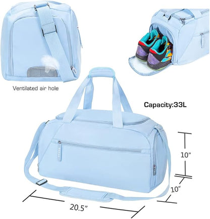 ROTOT Gym Duffel Bag, Gym Bag with Waterproof Shoe Pouch, Weekend Travel Bag with a Water-resistant Insulated Pocket
