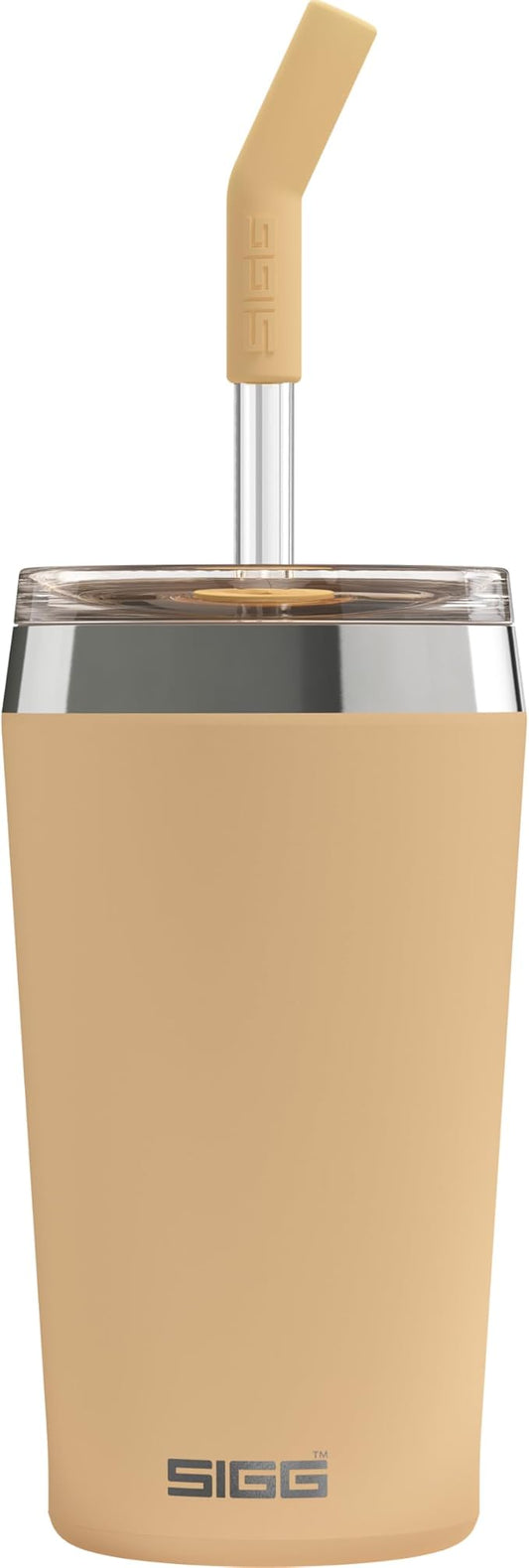 SIGG - Insulated Mug - Travel Mug Helia - With Durable Glass Straw & Cleaning Brush - Leakproof - BPA Free - 18/8 Stainless Steel - 15oz/20oz