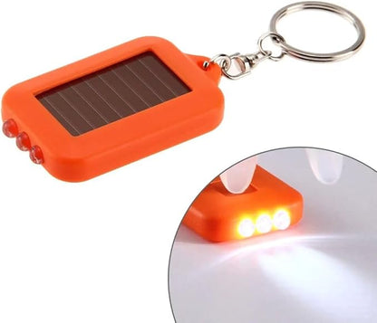 10 Pack Solar Mini Keychain Light Pocket Tiny LED Flashlight Rechargeable, Bright Small Flashlights Torch for EDC, Emergency, Power Outage,Camping, Party Favors (Orange)