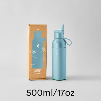 Ocean Bottle - Recycled Stainless Steel Go Water Bottle - Eco-Friendly & Reusable Bottle - Sky Blue - 17 oz