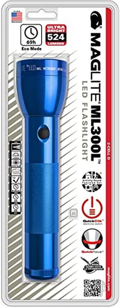Maglite ML300L LED 2-Cell D Flashlight, Blue