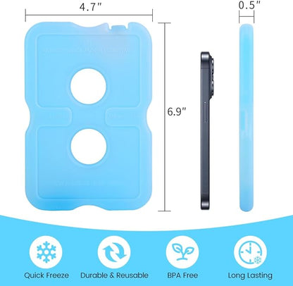 Bodaon Ice Packs for Lunch Boxes, Lunch Cooler Bag, Reusable Small Lunch Box Ice Pack for Cooler, Lunchbox Accessories, Lunch Bag Freezer Long Cold Blue Ice Packs Blocks for Coolers, Kids, Adults