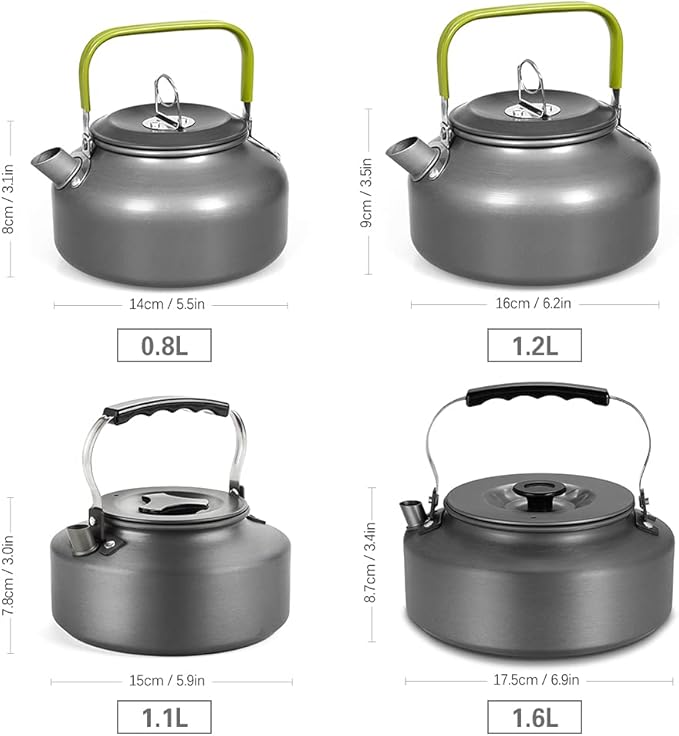 Doorslay Outdoor Camping Kettle, Aluminum Alloy Tea Kettle with Carrying Bag, Compact Lightweight Coffee Pot, 0.8L/1.1L/1.2L/1.6L Optional