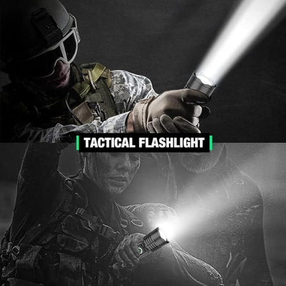 Small Powerful Flashlight, Super Bright 8000 Lumens LED Flashlight, Type-C Rechargeable, Zoomable, Waterproof Tactical Flashlight for Camping Emergency