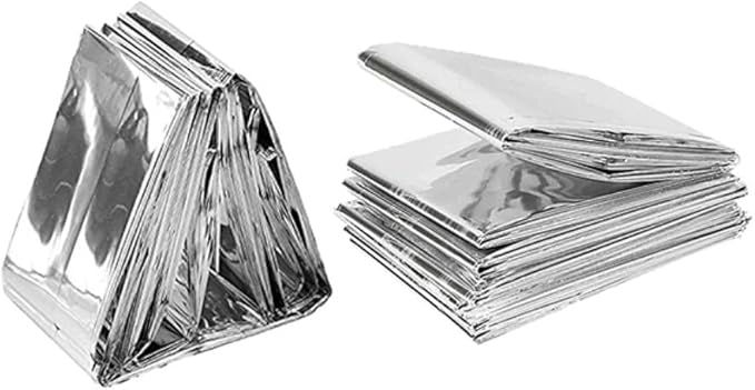 Emergency Mylar Thermal Blankets - 12 Pack | Survival Space Fire Blankets for Outdoor Adventures, Marathons, First Aid | Waterproof & Windproof | Ideal for Camping & Hiking