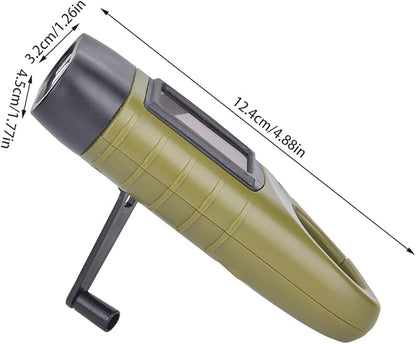 LED Emergency Flashlight, Solar Panel Portable LED High Brightness Light Emergency Hand Cranking Flashlight for Survival Gear for Emergency Hiking Camping(ArmyGreen)