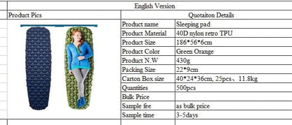 DanMir Camping Sleeping Pad - Ultralight Inflatable Camping Mattress for Hiking; Backpacking Camping Gear Must Have; Includes Carry Bag, Repair Kit; Compact Camping Mat and Portable Truck Bed Mattress
