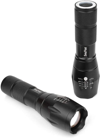 Military Grade Flashlight 2000 Lumen 5 Modes Water Resistant LED Tactical Torch Flash Light, 4 Pack