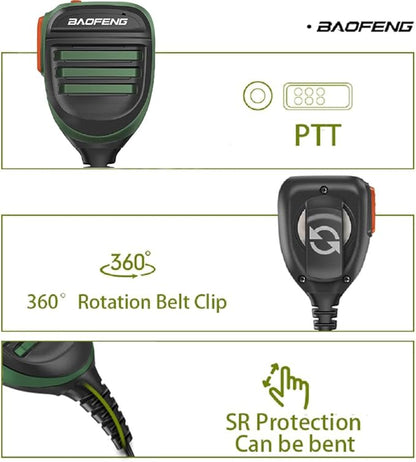 BAOFENG UV-5R Microphone Speaker SQ26 SQ27 Handheld Speaker Mic Rainproof Upgrade of The Original BF Mic for GMRS Ham Radio 2Pin K Mic Compatible with UV-82 UV-S9 BF-F8HP