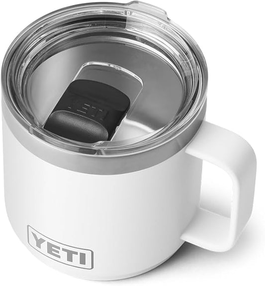 YETI Rambler 14 oz Stackable Mug, Vacuum Insulated, Stainless Steel with MagSlider Lid, White