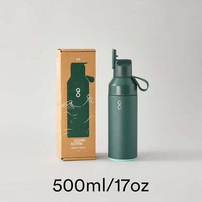 Ocean Bottle - Recycled Stainless Steel Go Water Bottle - Eco-Friendly & Reusable Bottle - Forest Green - 17 oz