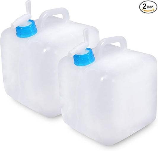 2 Pack Collapsible Water Container with Spigot 2.6 Gallon, Foldable Camping Water Storage Jug Portable Water Canteen for Outdoor Hiking, Fishing, Emergency