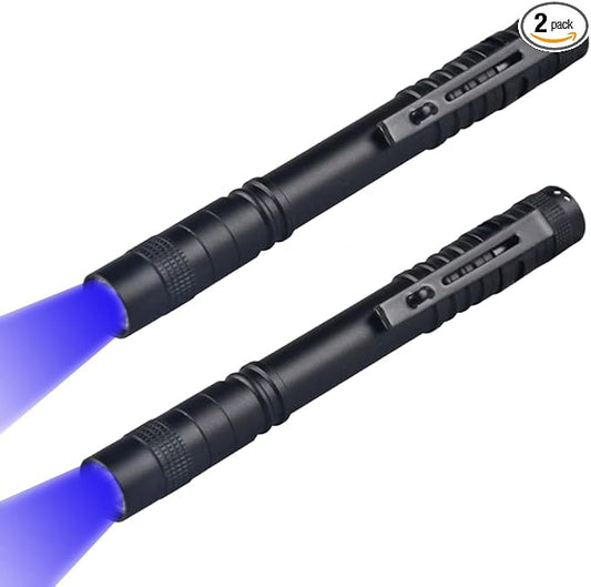2 x Blue Light Penlight Pen Type Flashlight One Mode Blue Light LED Torch for Camping Hiking Fishing Hunting Animal Protecting Night Vision