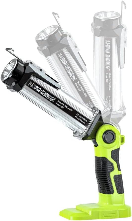 for Ryobi 18V Light Cordless Powered LED Spotlight YEX-BUR 25W 2000LM LED Work Light for Ryobi 18v ONE + Li-ion NiCd NiMh Batteries Portable Handheld Flashlight Floodlights Camping Light with Hook