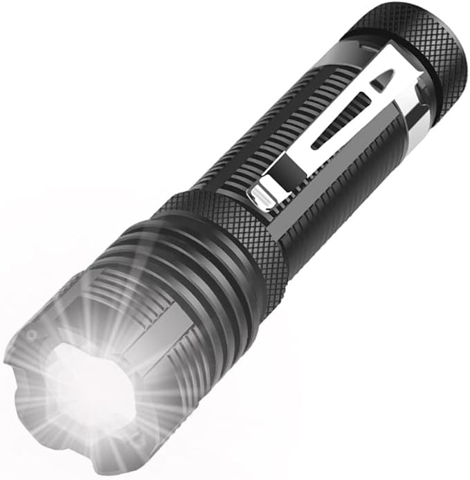 Mini Flashlight Powerful,Super Bright Small Flash Light, Zoomable 5 Modes Pocket Flashlight, Waterproof Adjustable Brightness for Camping, Running and Emergency