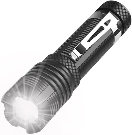 Mini Flashlight Powerful,Super Bright Small Flash Light, Zoomable 5 Modes Pocket Flashlight, Waterproof Adjustable Brightness for Camping, Running and Emergency