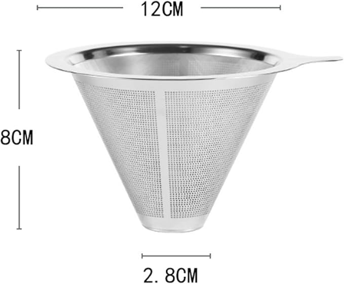 Pour Over Coffee Maker,Coffee Filter,Slow Drip Paperless Stainless Steel Cone Coffee Dripper(1-2 Cup)