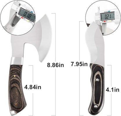Axe and Fixed Blade Knife Combo Set, Camping Hatchet, Compact Survival Axe Set with Nylon Sheath Fixed Blade Full Tang Knives Set for Outdoor