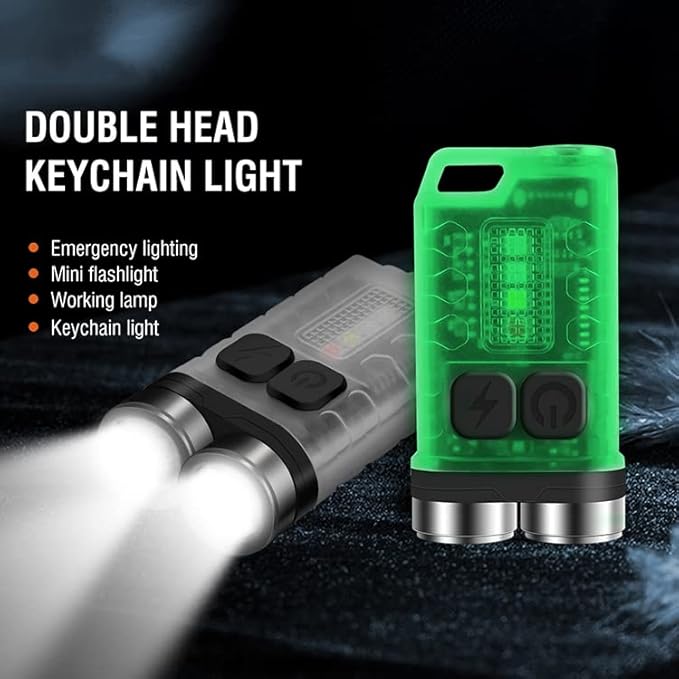 Mini Flashlight Keychain EDC Flashlight Rechargeable Magnet LED Bright 900LM Red UV Blue Light,IP65 Waterproof and 12 Light Modes Pocket Flashlight for Adventure Camping White