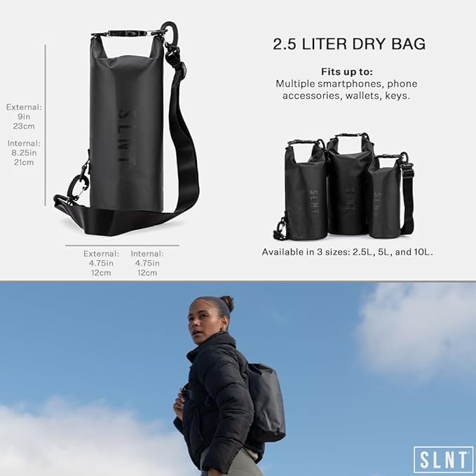 Silent Pocket SLNT Waterproof Faraday Dry Bag Military-Grade Nylon 2.5 Liter Faraday Bag - RFID Signal Blocking Dry Bag/Waterproof Backpack Protects Electronics from Water, Spying, Hacking