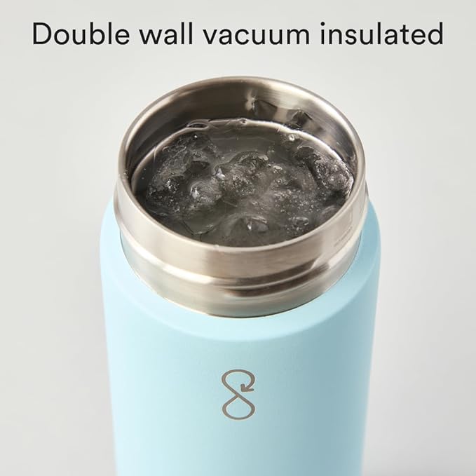 Ocean Bottle - Recycled Stainless Steel Drinks Reusable Water Bottle - Eco-Friendly & Reusable - Sky Blue - 17 oz