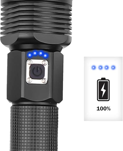 1200000 Lumens High Power Flashlight USB Rechargeable XHP70 Ultra Bright Tactical LED Flashlights,Waterproof Zoomable Heavy Duty Torch Light with 3 Modes for Camping Hiking Emergency