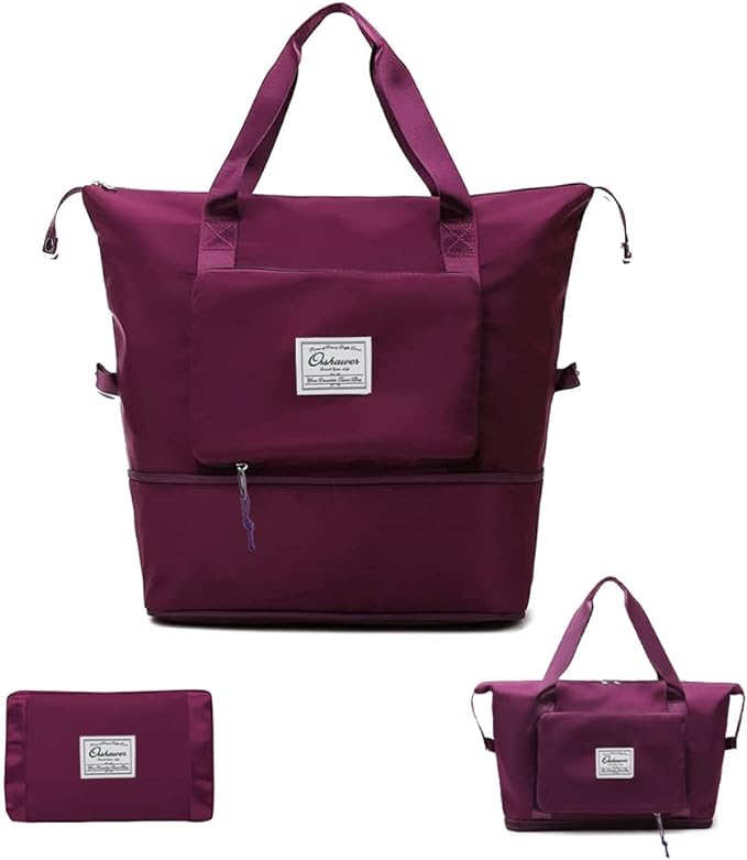 Large Capacity Foldable Travel Bag Expandable Portable Carry on Bag Dry&Wet Separation Sports Duffel Bags